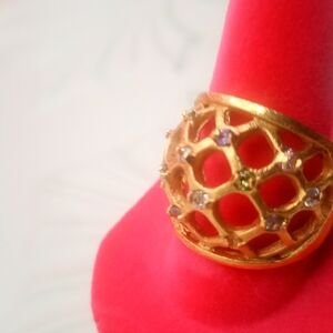 Gold Architectural Lattice Ring